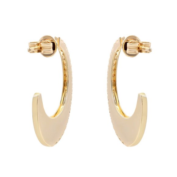 Rachel Koen Pave Diamond Oval Hoop Earrings 14K Yellow Gold 0.34Cttw - Picture 6 of 7